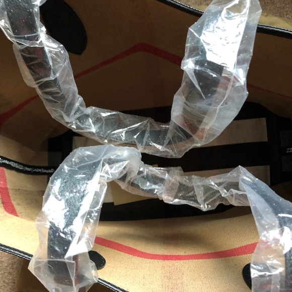 BURBERRY Reversible London Doodle Tote, Black Leather-Canvas/Check Interior NWT - Picture 11 of 16